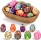 24 Pcs Pysanky Easter Eggs Ukrainian Floral Easter Spring Bowl Filler Decor Fabric Wrapped Easter Foam Eggs for Easter Home Trays Holiday Party Decorations Basket Vase Bowl Fillers